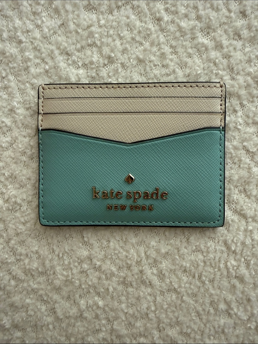 kate spade Two-Tone Mint and Beige Card Holder